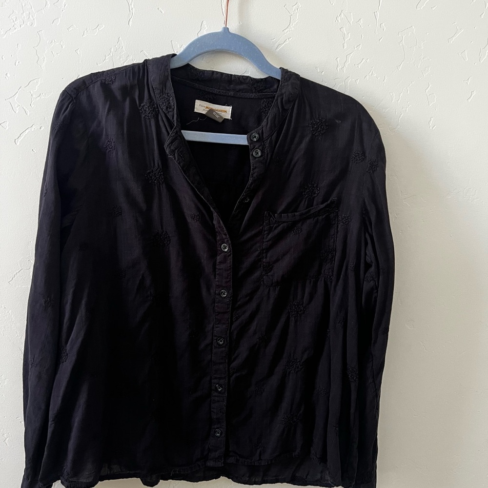 Pilcro Black Button-Down Shirt in navy